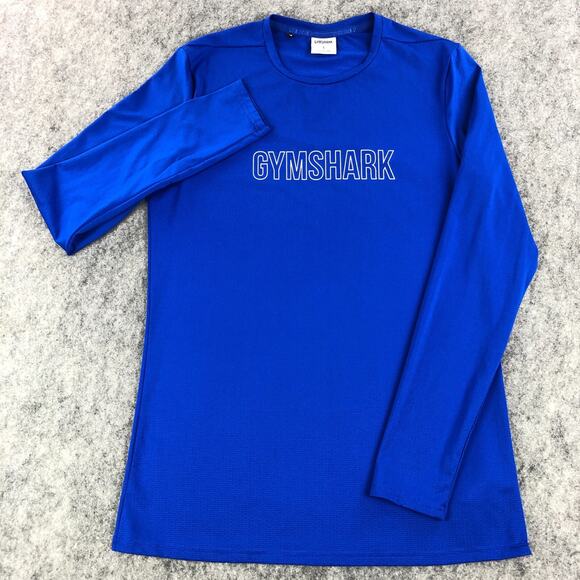 Gymshark Pullover Shirt Mens Blue Small Fitted Long Sleeve Crew Neck Breathable - Picture 2 of 12